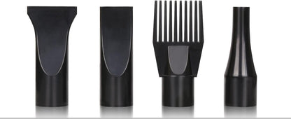 Four black nozzle attachments for the Gravitis 1902 single-motor dryer: wide, narrow, comb and round.