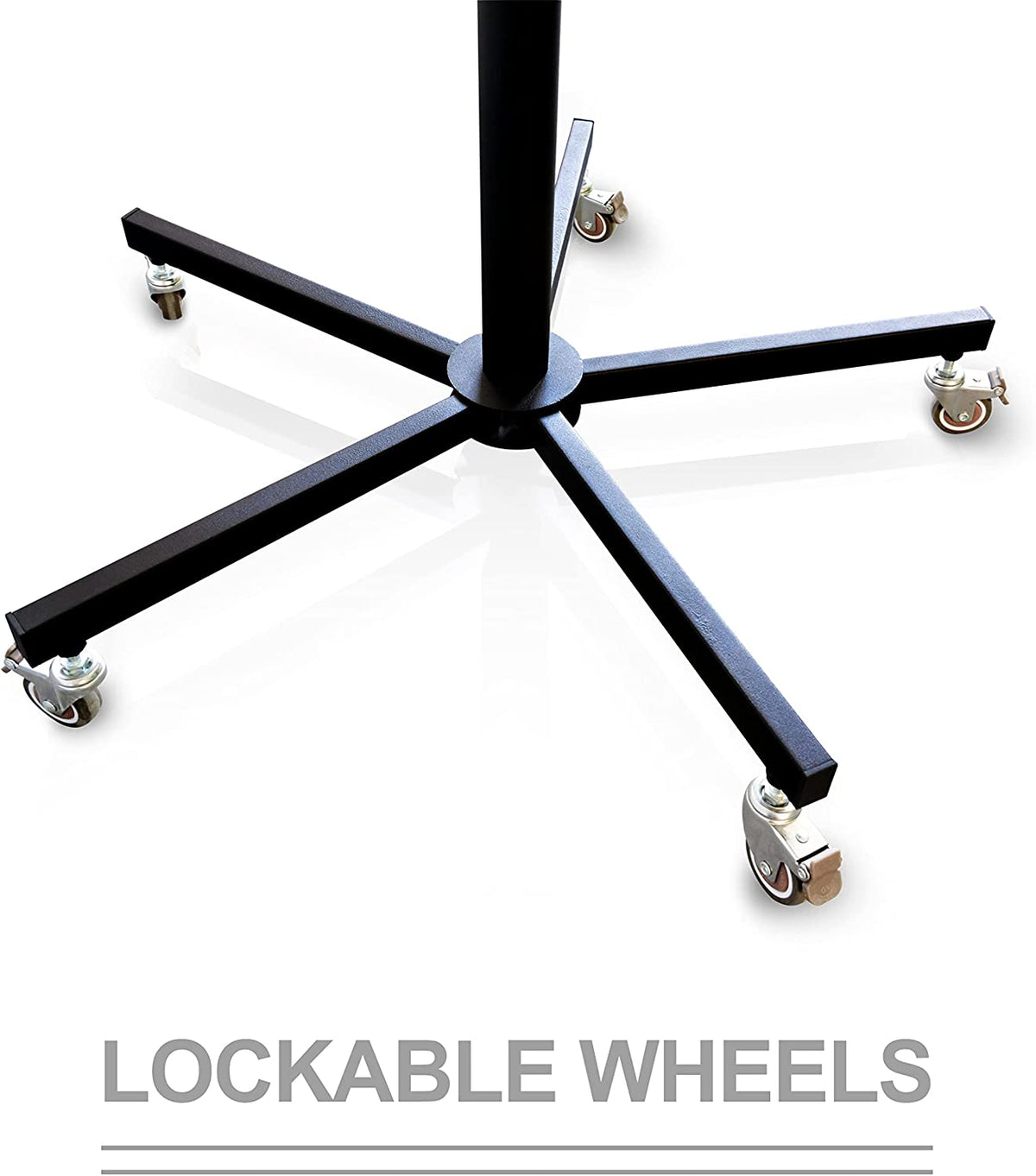 Five-legged dog dryer stand base with lockable castor wheels.