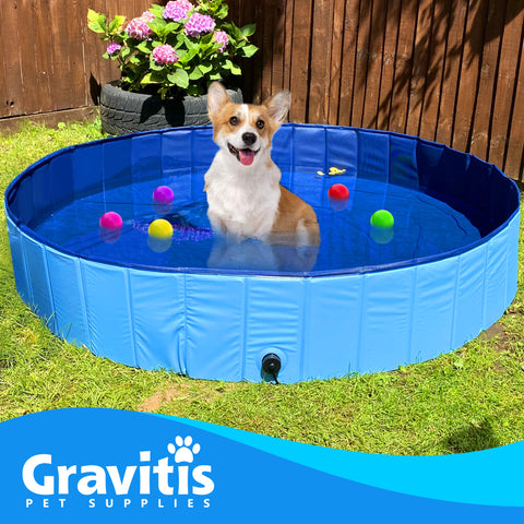 Gravitis Pet Supplies Dog Paddling Pool. Folding Rigid Panel Pet Pool