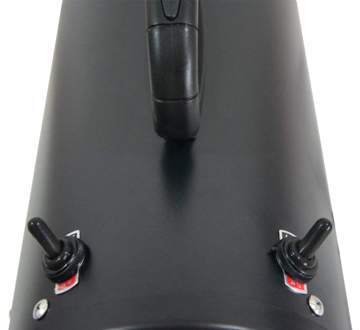 Close-up of the double-motor dog dryer's two motor switches beneath the handle.