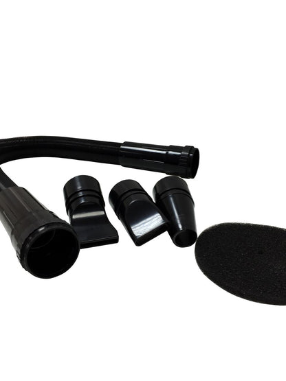 Dog dryer hose, nozzle attachments and circular foam filter.