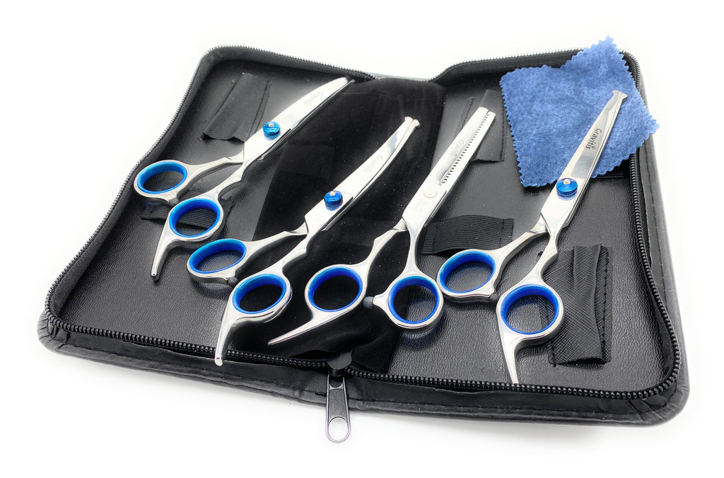 Grooming Scissors Case 5-Piece Dog Grooming Scissors Set | Curved, Straight, Thinning, & Comb ...